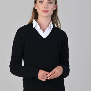 Sophia Cashmere Cable Vee Neck