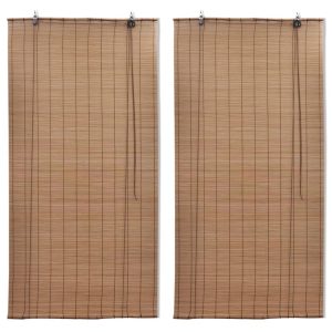 Bamboe Rolgordijnen 2 st 150×220 cm bruin vidaXL