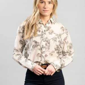 Tree Print Cotton Silk Shirt