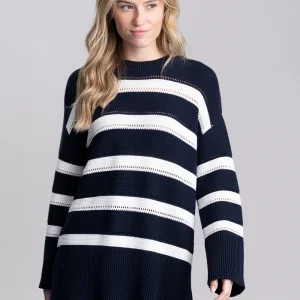 Striped Textured Crew Neck